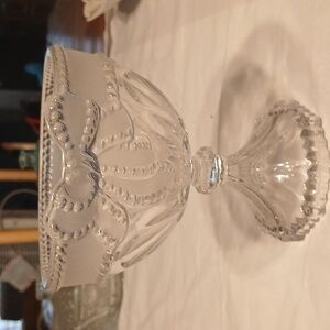 Evita Footed 24% Lead Crystal Bowl - Bleikristall -Germany- With a Frosted Bow